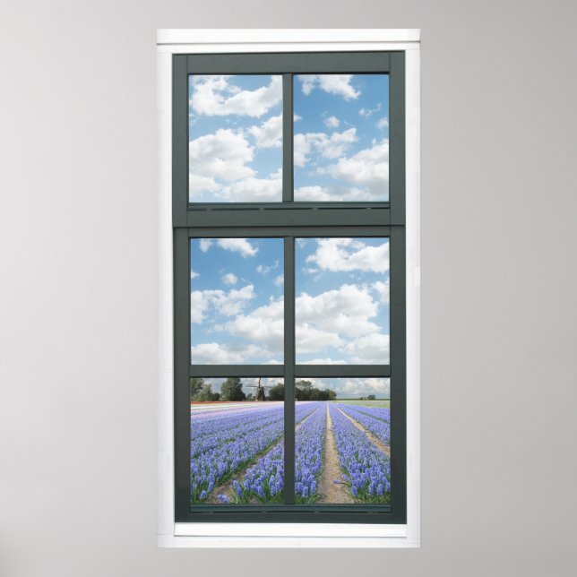 Poster Hyacint Flowers Vår Faux Window View (Framsidan)