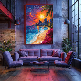 Poster i Cancún Skyline - Vibrant Mexican Beach Ar