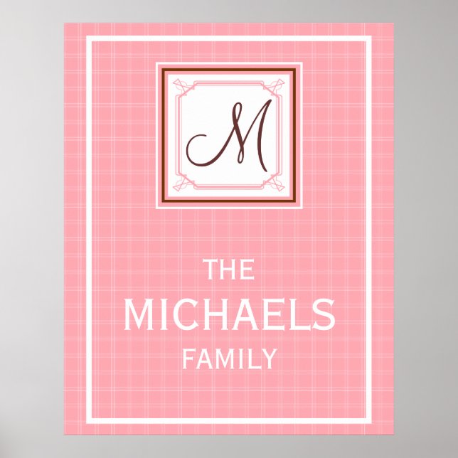 Poster i Family Monogram - Rosa Check (Framsidan)