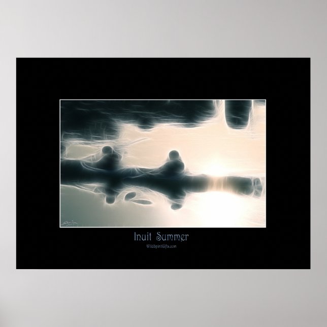 POSTER i INUIT SOMMER Eskimo Kayaking Art (Framsidan)
