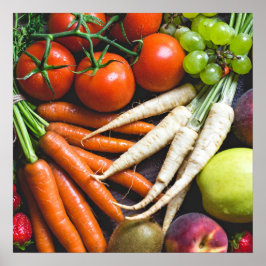 Poster i köket av frukt och grönsaker