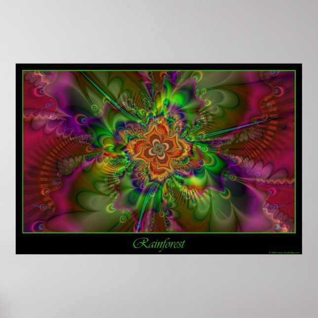 Poster i regnskog - grönt gräns (Framsidan)
