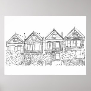 Poster i San Francisco Paated Dam Sketch