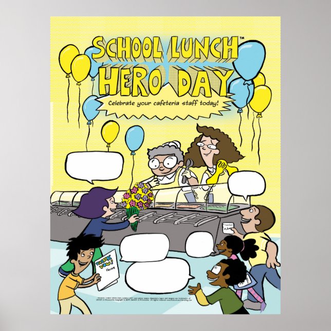 Poster i "School Lunch Hero Day" - fyll i bubblorn (Framsidan)