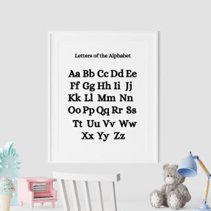 Poster i svartvitt Alphabet Education