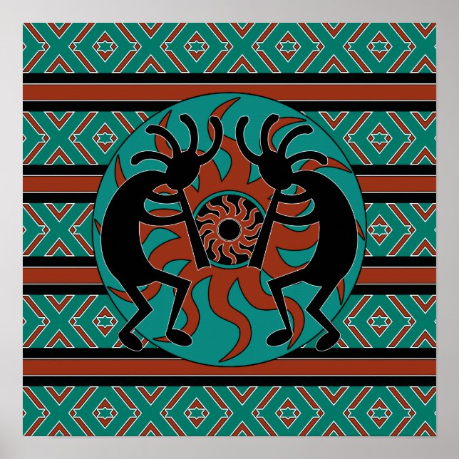 Poster i sydvästra Kokopelli Turquise Wall Art (Framsidan)