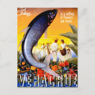 Poster i Veracruz Mexico Vintage resor återställd Vykort