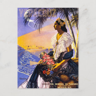 Poster i Veracruz Mexico Vintage resor återställd Vykort