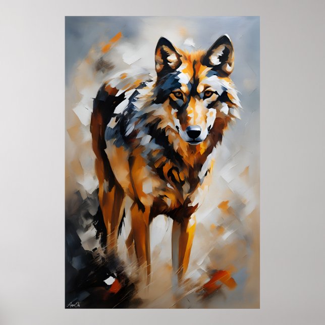 Poster | Iberisk Varg | OLJEMÅLNING STIL (Framsidan)