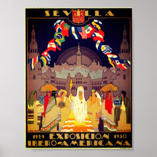 Poster Ibero-American Exposition från 1929