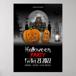 Poster inbjudan till Halloween fest