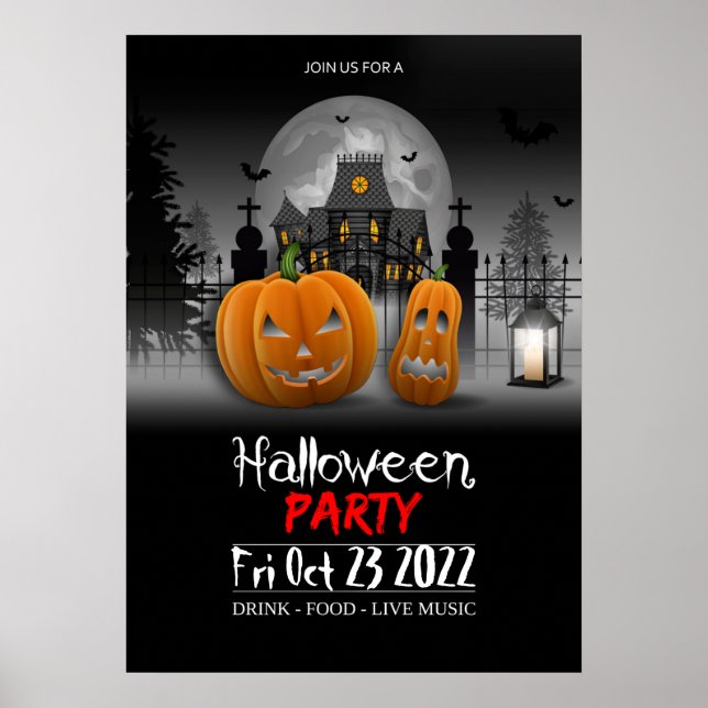 Poster inbjudan till Halloween fest (Framsidan)