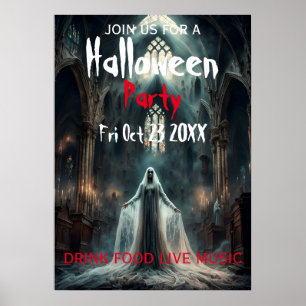 Poster inbjudan till Halloween fest