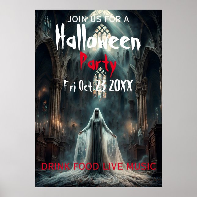 Poster inbjudan till Halloween fest (Framsidan)