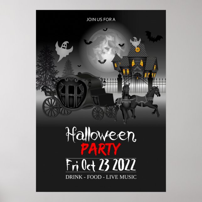 Poster inbjudan till Halloween fest (Framsidan)