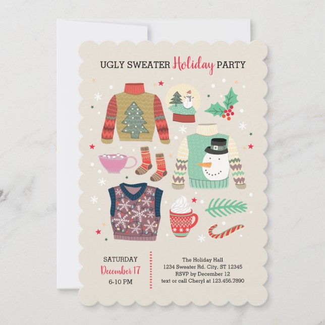 Poster inbjudan till Julfesten Stil Ugly Sweater (Framsida)