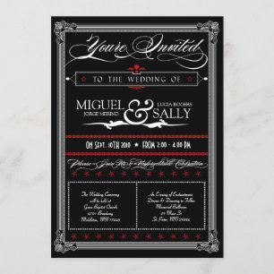 Poster inbjudan till Stil Red & Black DIY Wedding