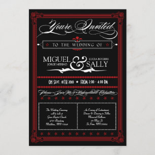 Poster inbjudan till Stil Red & Black DIY Wedding