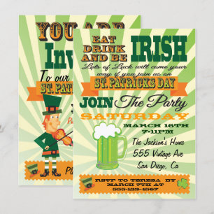 Poster inbjudan till Stil St. Patrick-Day-partiet