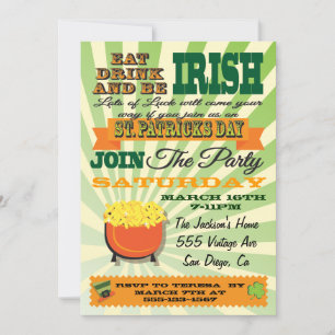 Poster inbjudan till Stil St. Patrick-Day-partiet