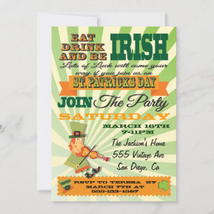Poster inbjudan till Stil St. Patrick-Day-partiet