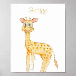 Póster INFANTIL JIRAFA acuarela para cuarto niños Poster
