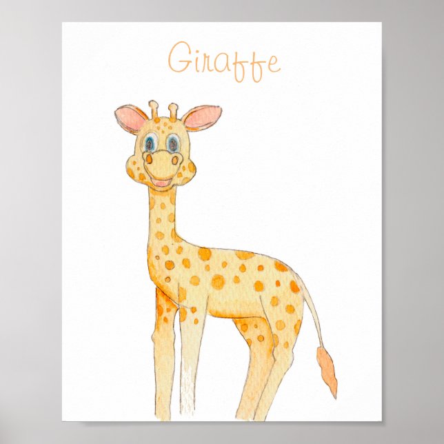 Póster INFANTIL JIRAFA acuarela para cuarto niños Poster (Framsidan)