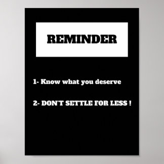 Poster INTE SETTLE FOR LESS Motivation-offert