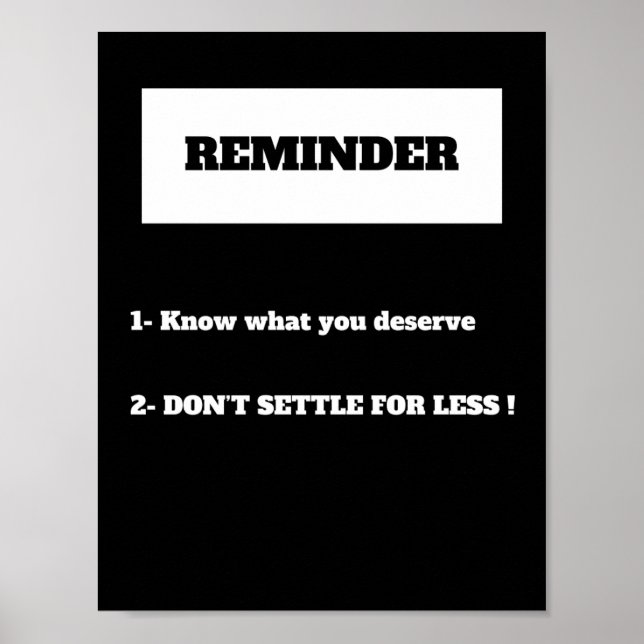 Poster INTE SETTLE FOR LESS Motivation-offert (Framsidan)