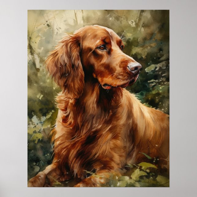 Poster Irish Setter Hund Art Print (Framsidan)