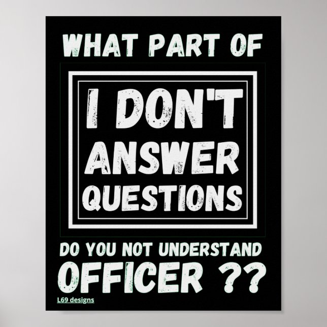 poster "JAG SVARAR INTE PÅ FRÅGA 2". (Framsidan)