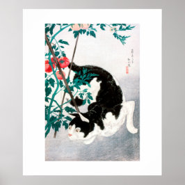 POSTER: JAPANESE WOODBLOCK: Katt med Tomato Poster