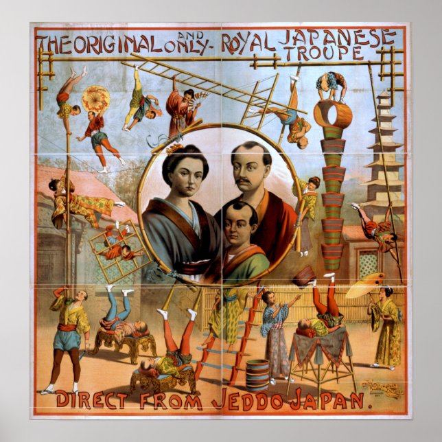 Poster japanska Acrobats Aerialists VAUDEVILLE (Framsidan)