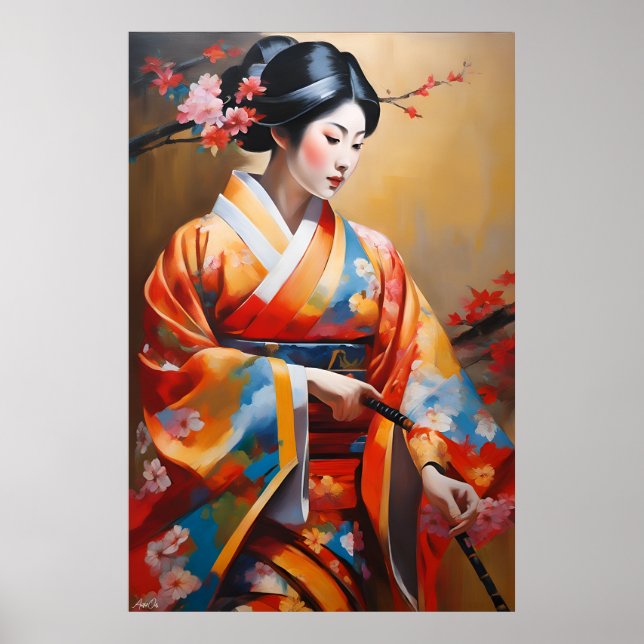 Poster | Japanska Woman | OLJEMÅLNING STIL (Framsidan)