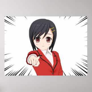 Poster jeune fille manga cheveux-domstolar