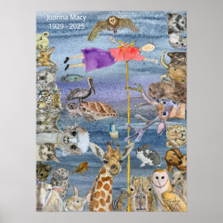Poster: Joanna flying amongst the animals Poster