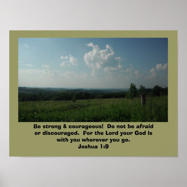 Poster Joshua 1:9 "Var stark och modig" (Framsidan)