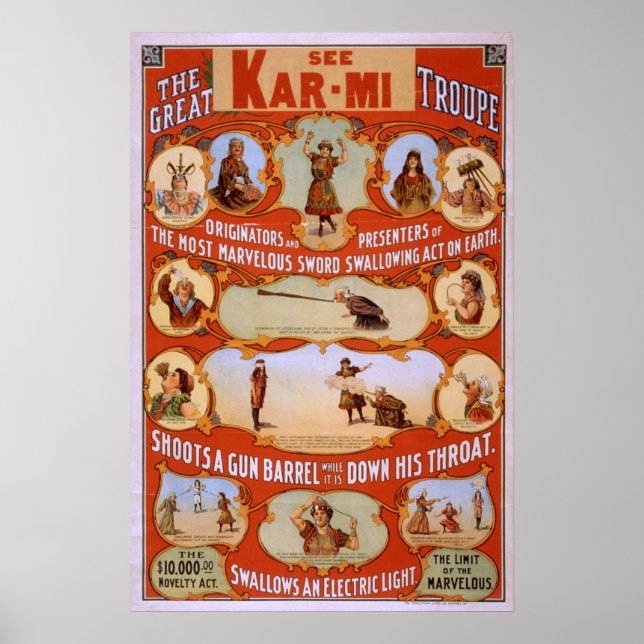 Poster KAR-MI Magician Troupe VAUDEVILLE (Framsidan)