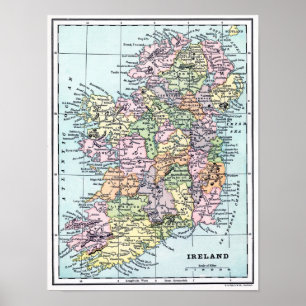 Poster - Karta i Irland