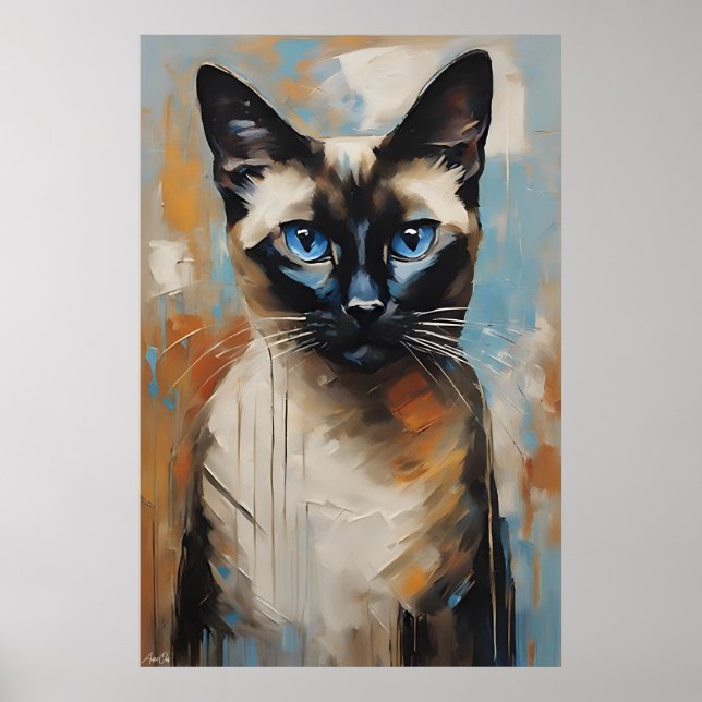 Poster | Katt från Siamese | OLJEMÅLNING STIL (Framsidan)