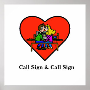 Poster Kissing Ham Radio Operators Anpassa samtal