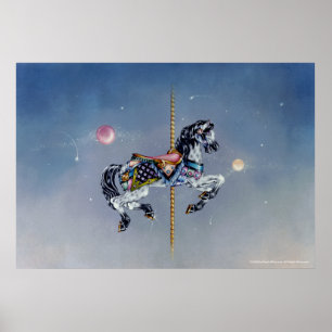 Poster, konst - Grått Mare Carousel Horse Poster