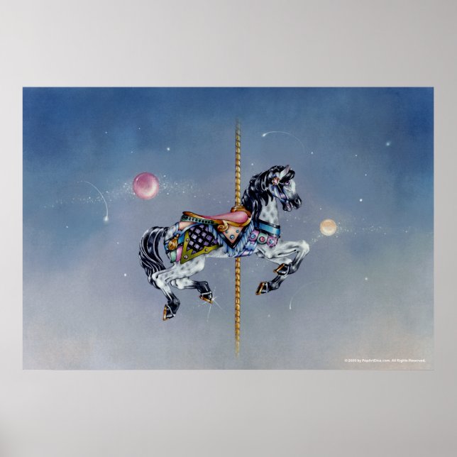 Poster, konst - Grått Mare Carousel Horse Poster (Framsidan)