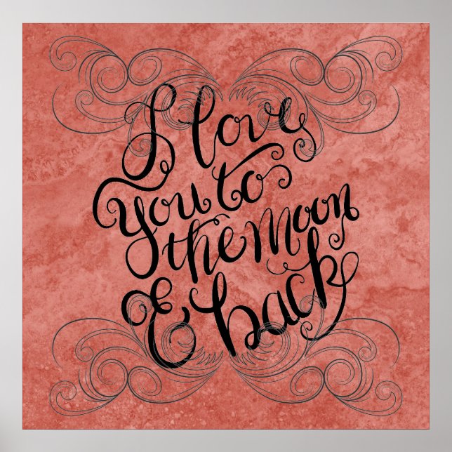 Poster Konstnärlig. Jag kärlek dig till måne och t (Framsidan)
