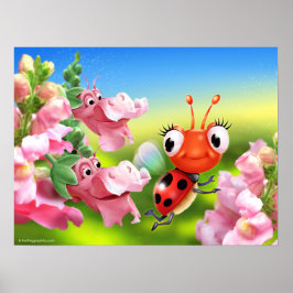 Poster konstsöta Ladybug och Snap Dragons