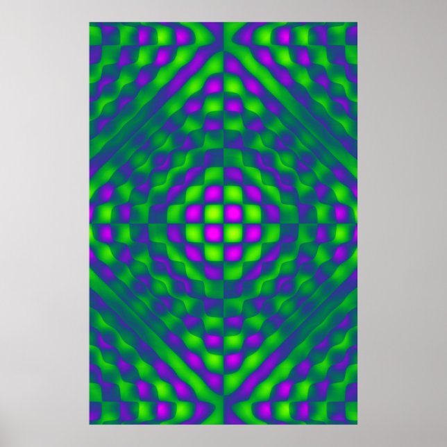 Poster, Kontrollerad Abstrakt, Teal Grönt, Blå, Ro Poster (Framsidan)