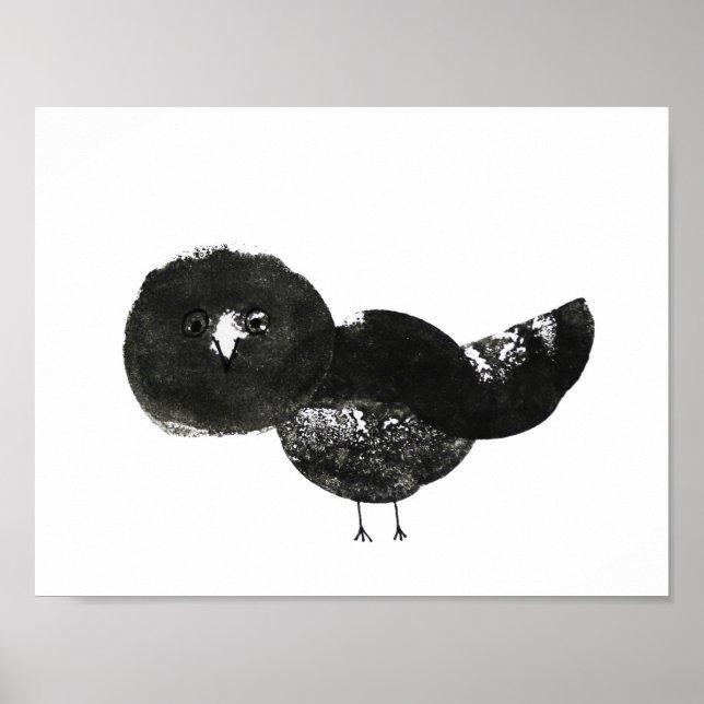Poster Kunstdruck, Druck Vogel schwarz weiß (Framsidan)