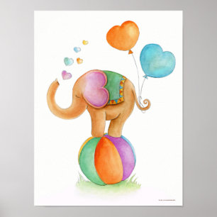 Poster kvismisk cirkuselefant på en boll-plantskol