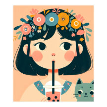 Poster “La petite fille au bubble tea“