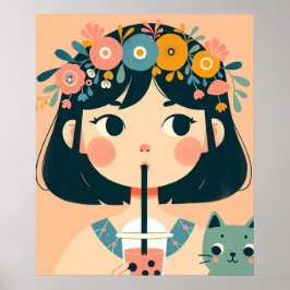 Poster “La petite fille au bubble tea“